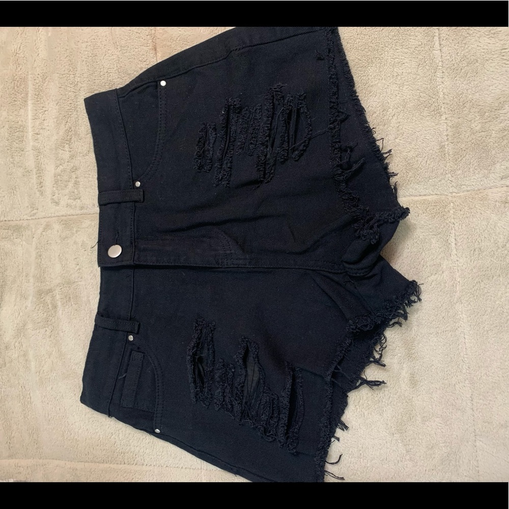 black denim shorts